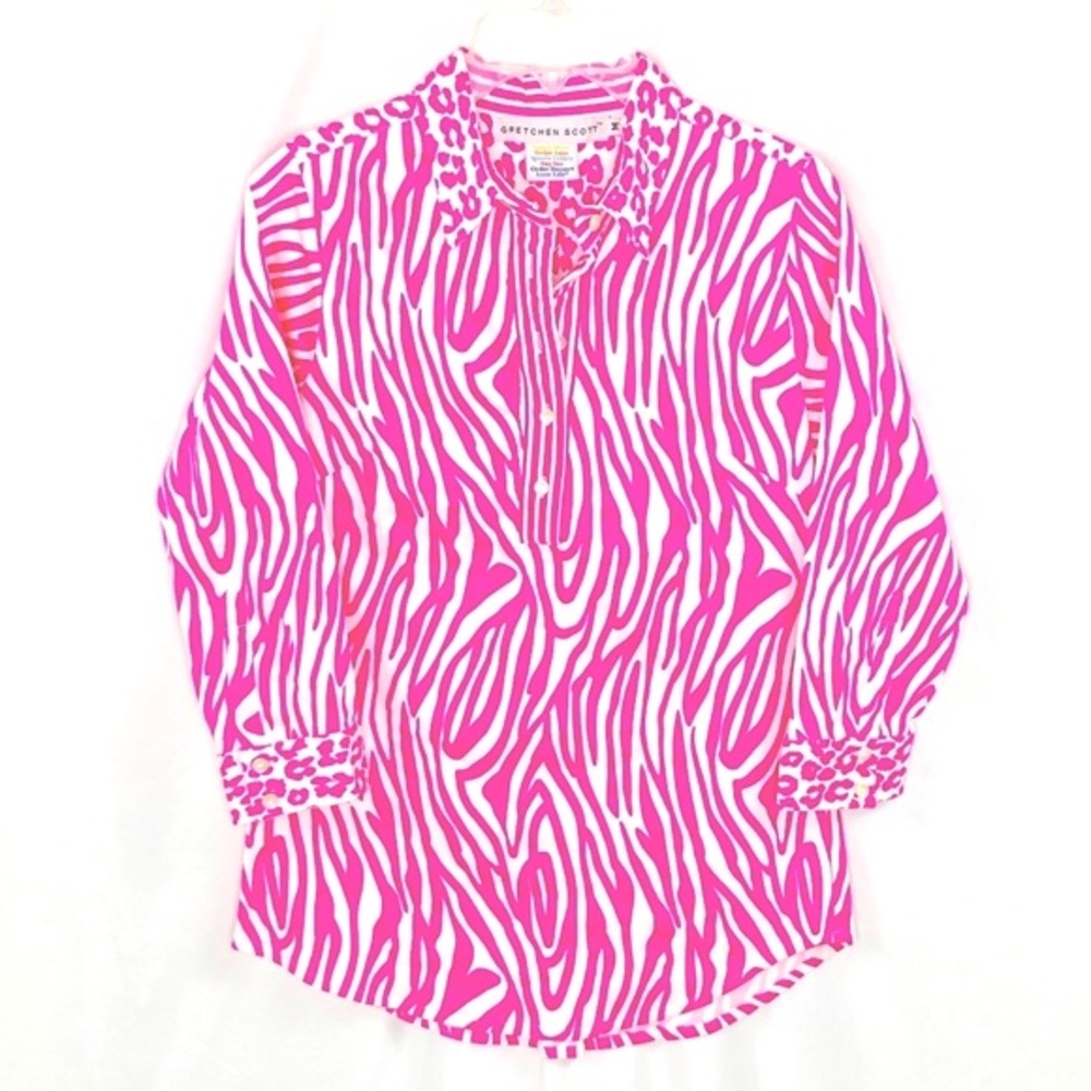 Gretchen Scott Popover Top Zebra and Cheetah Print
